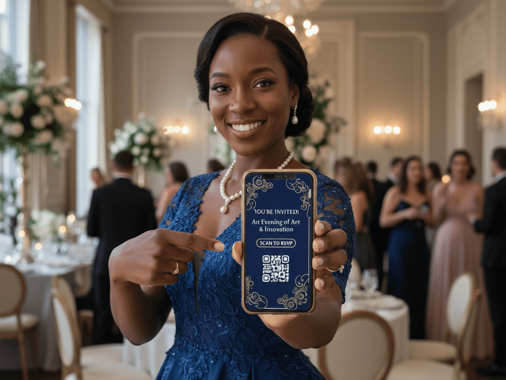 Animated digital invitation e-card with QR code — AJ Events (E Cards, Kadi za Kidigitali)